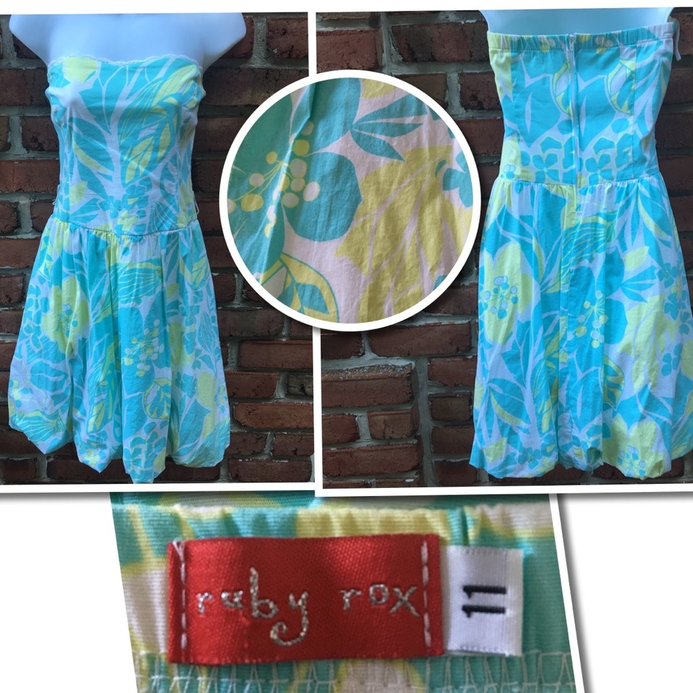 Ruby Rox Strapless Mint Yellow Dress Juniors 11